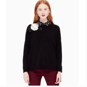 kate spade black sweater rosette flower pin size medium *PLEASE READ*